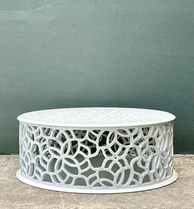 Vintage Baker Pierced Bangle Stone Coffee Table — additional photo 5