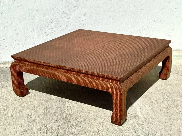 Vintage Baker Wrapped Raffia Ming Coffee Table — additional photo 7