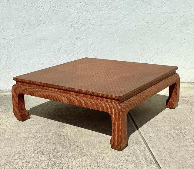 Vintage Baker Wrapped Raffia Ming Coffee Table — additional photo 8