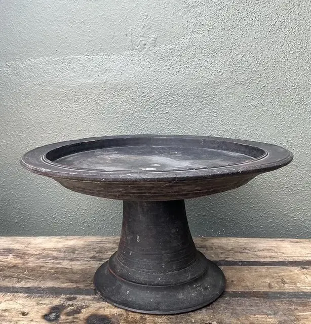 Vintage Balinese Turned Wood Pedestal Bowl — additional photo 1