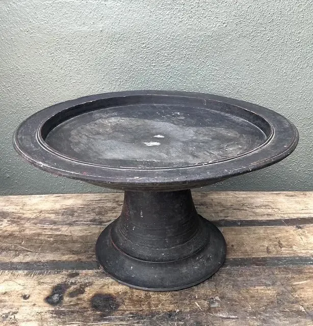 Vintage Balinese Turned Wood Pedestal Bowl — additional photo 2