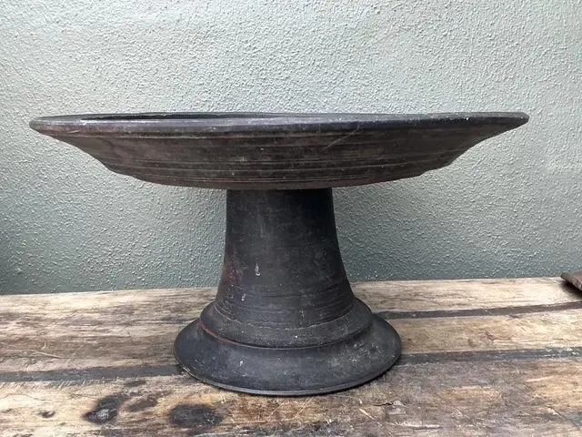Vintage Balinese Turned Wood Pedestal Bowl — additional photo 3