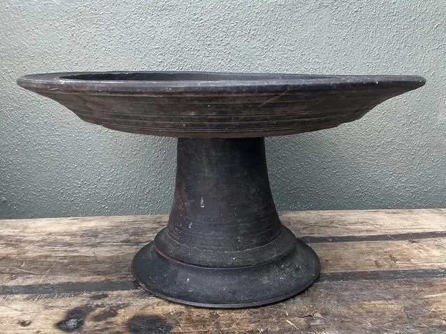Vintage Balinese Turned Wood Pedestal Bowl — additional photo 4
