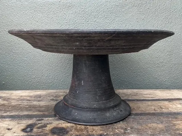 Vintage Balinese Turned Wood Pedestal Bowl — additional photo 5