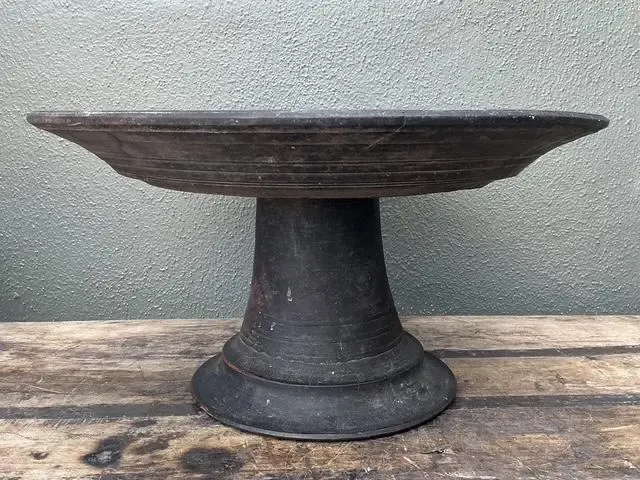Vintage Balinese Turned Wood Pedestal Bowl — additional photo 7