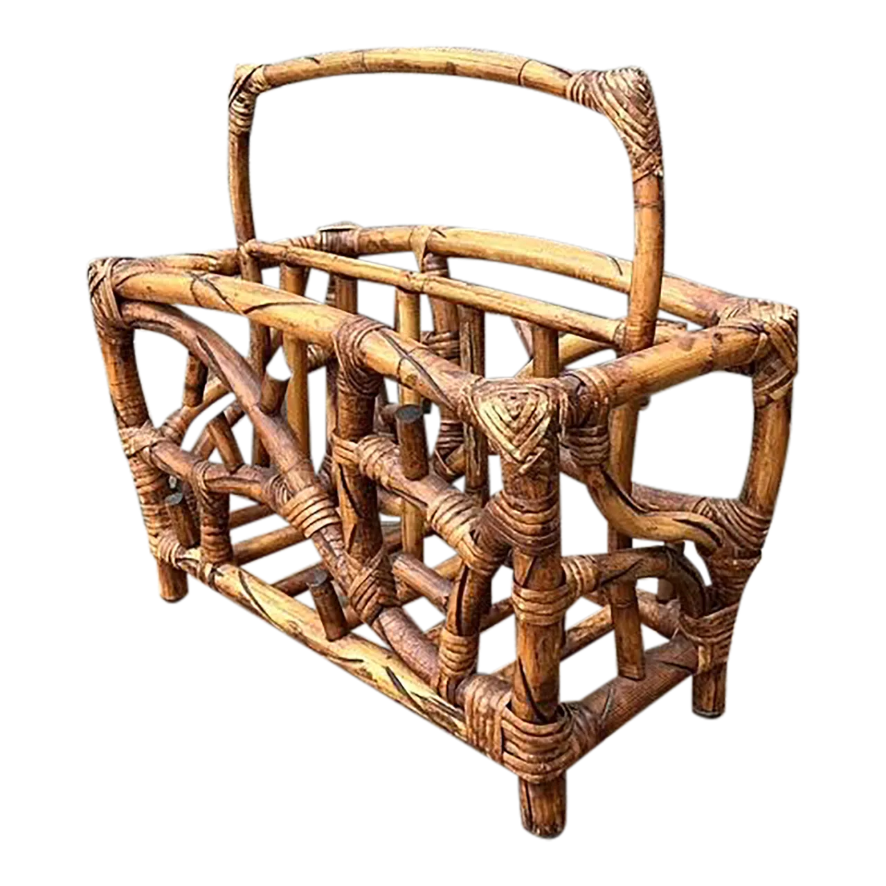 Vintage Bamboo Newspaper Rack