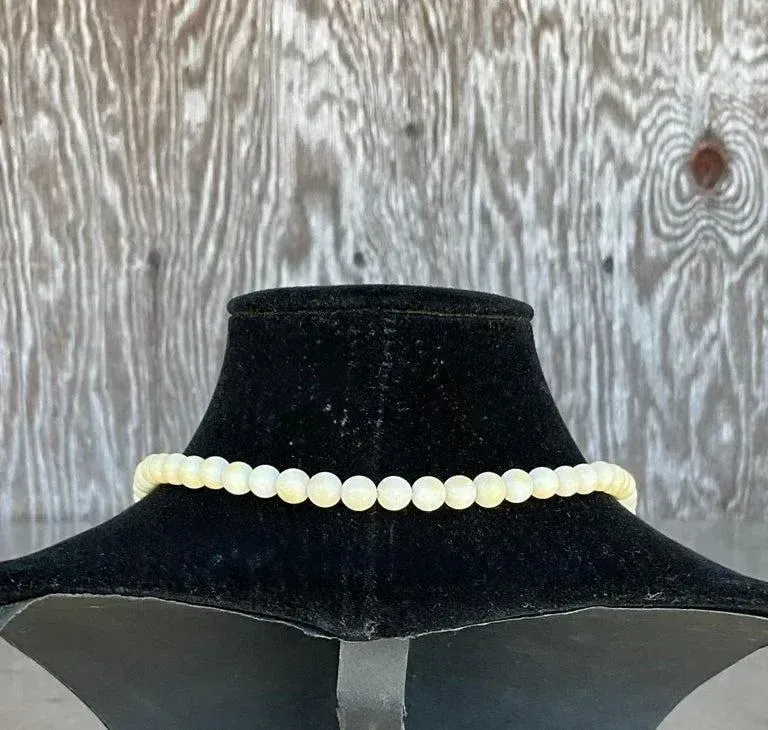 Vintage Beaded Bone Scrimshaw Necklace — additional photo 5