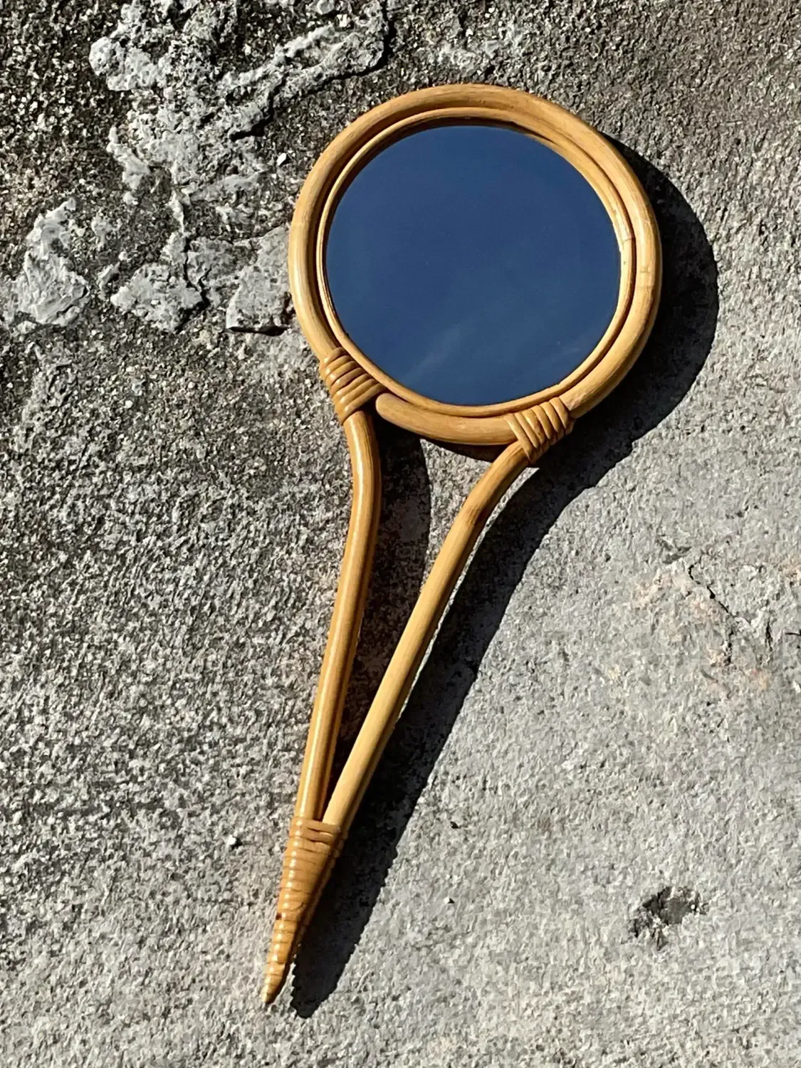 Vintage Bent Bamboo Hand Mirror