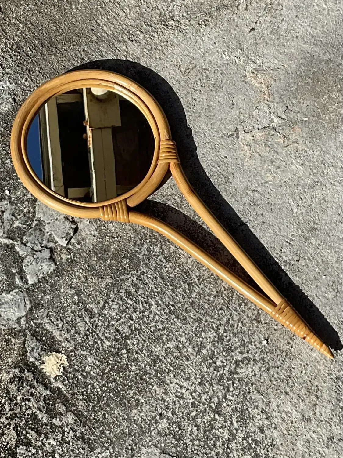 Vintage Bent Bamboo Hand Mirror — additional photo 1