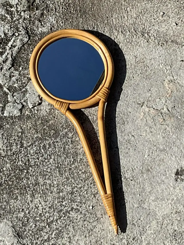 Vintage Bent Bamboo Hand Mirror — additional photo 4