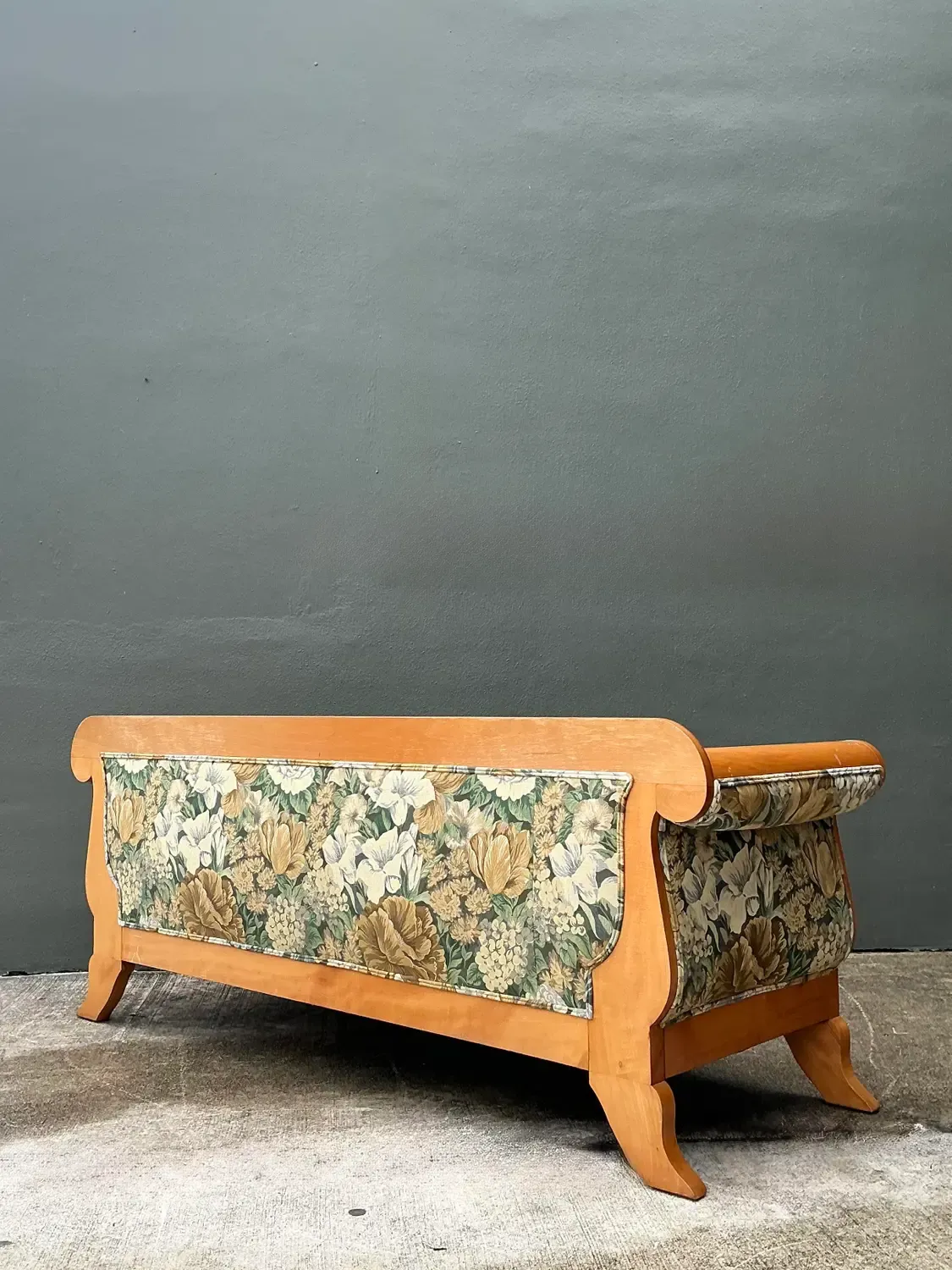 Vintage Biedermeier Sofa in Dorothy Draper Floral Tapestry — additional photo 4