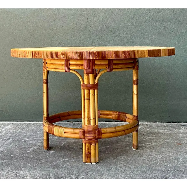 Vintage Bielecky Brothers Woven Rattan Dining Table — additional photo 1