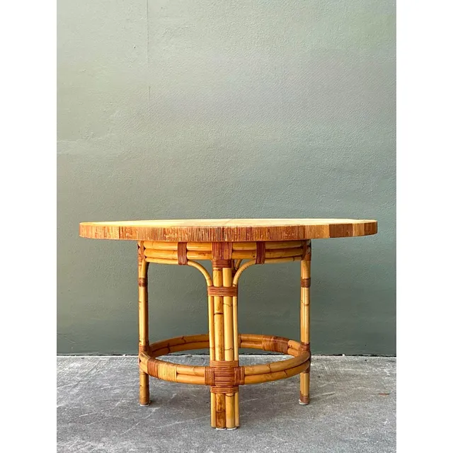 Vintage Bielecky Brothers Woven Rattan Dining Table — additional photo 2