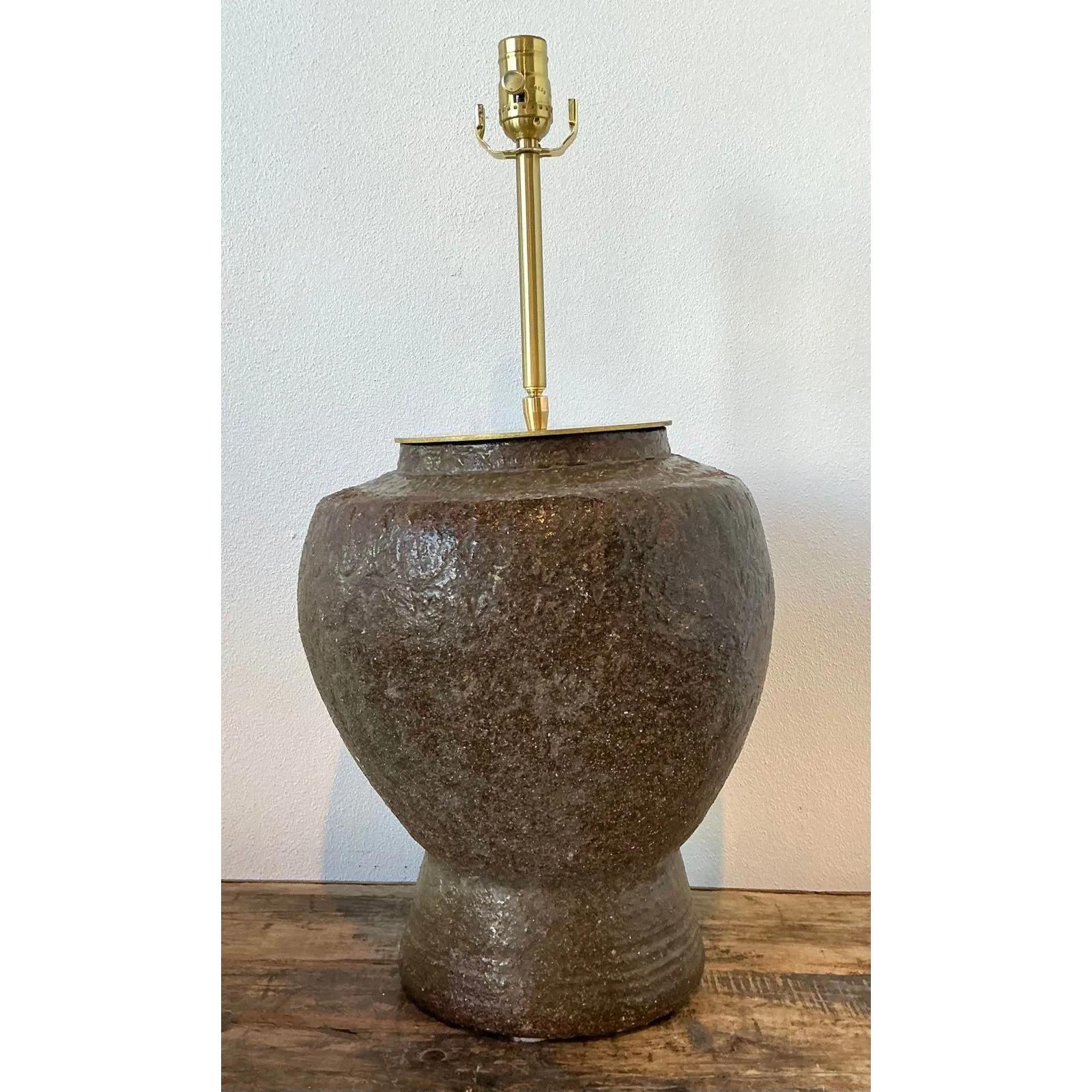 Vintage Biomorphic Glazed Terracotta Lamp — additional photo 2