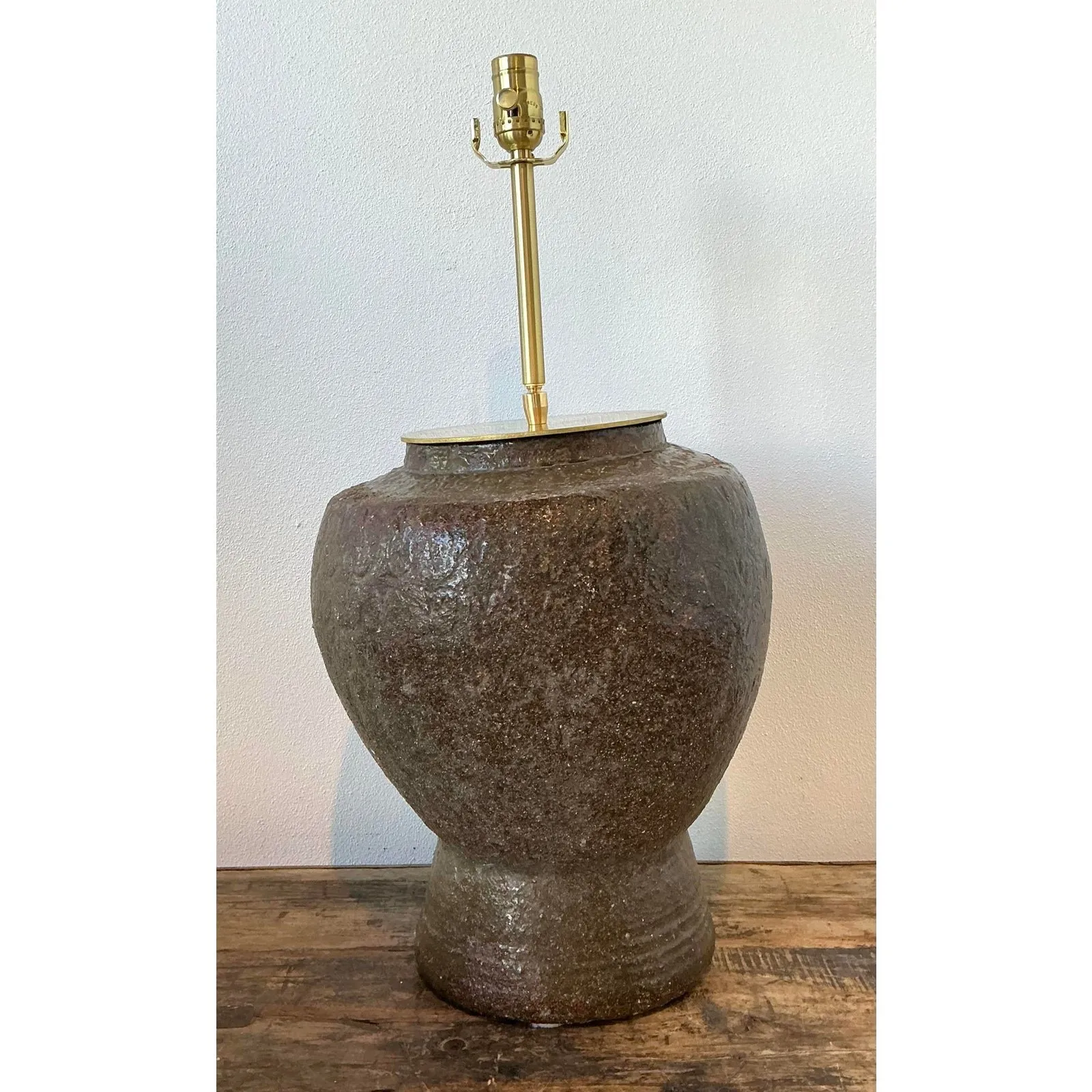 Vintage Biomorphic Glazed Terracotta Lamp — additional photo 3