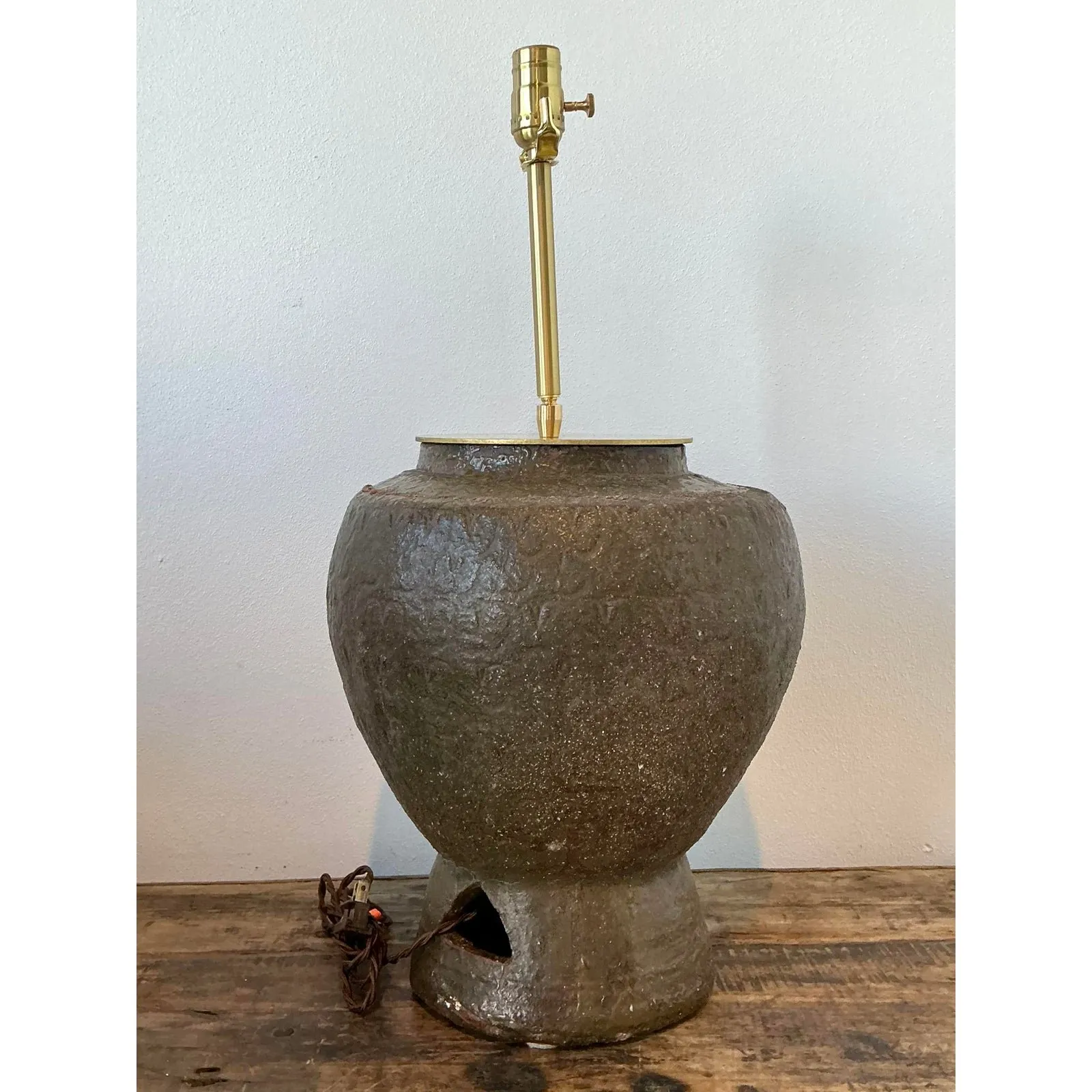 Vintage Biomorphic Glazed Terracotta Lamp — additional photo 4