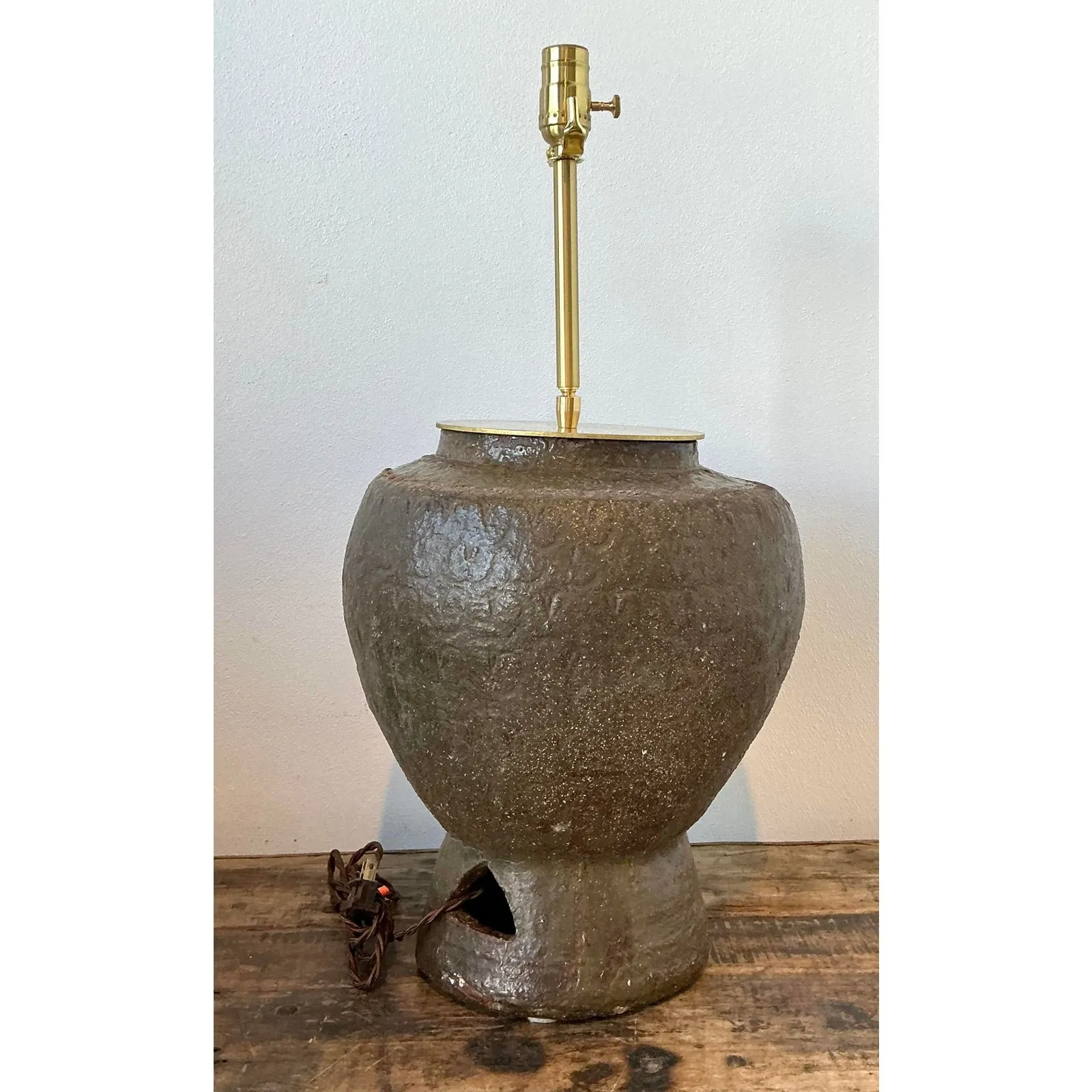 Vintage Biomorphic Glazed Terracotta Lamp — additional photo 5