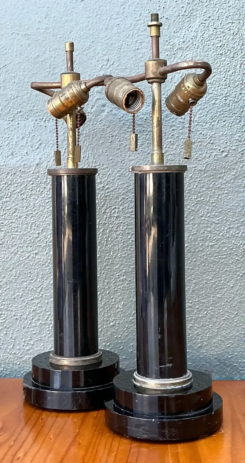 Vintage Black Lucite Column Lamps - A Pair — additional photo 7