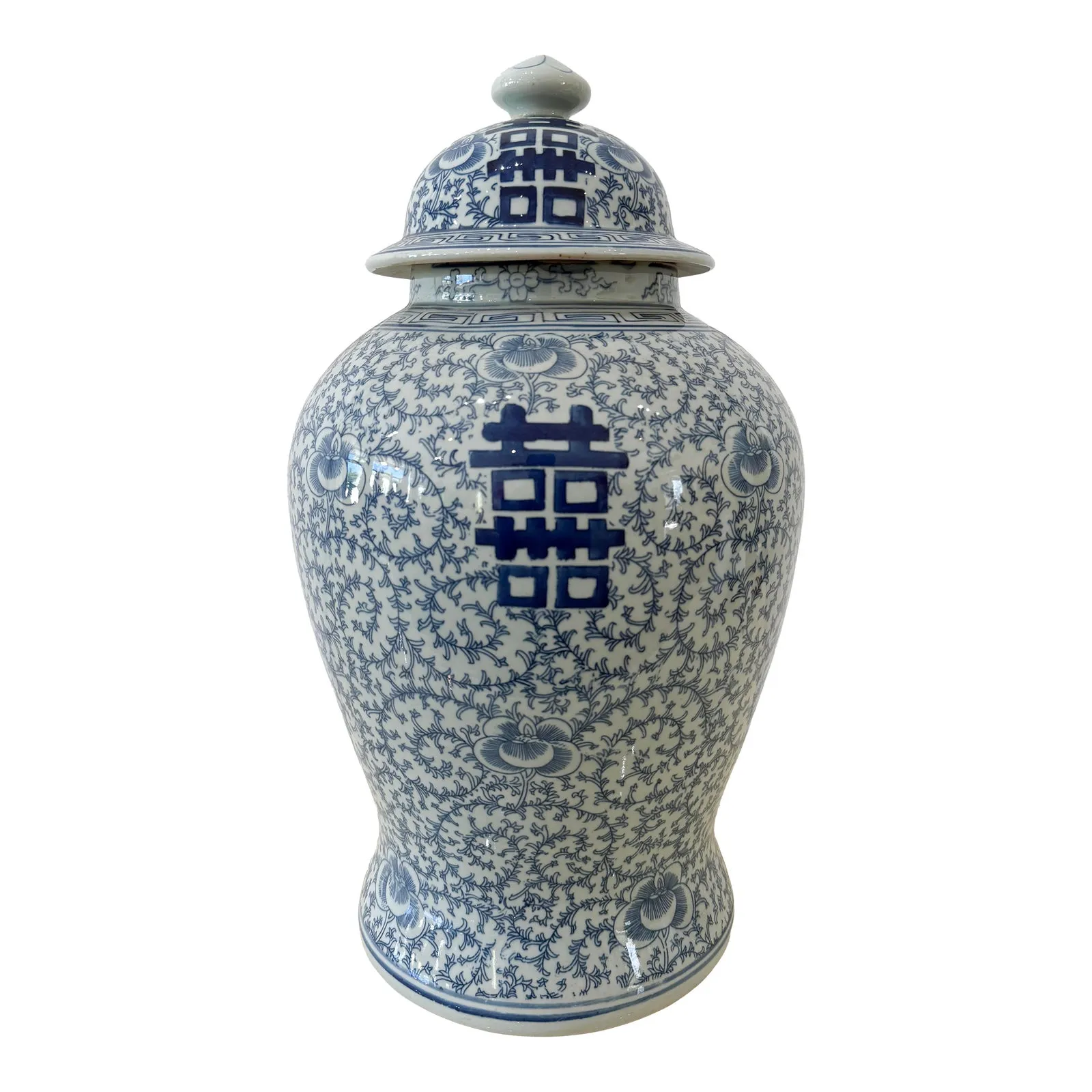 Vintage Blue and White Double Happiness Ginger Jar