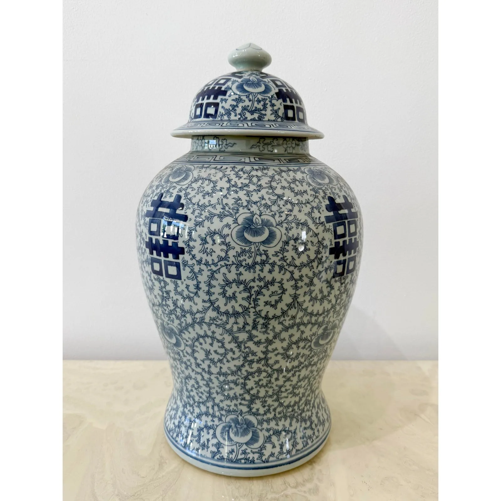 Vintage Blue and White Double Happiness Ginger Jar — additional photo 2