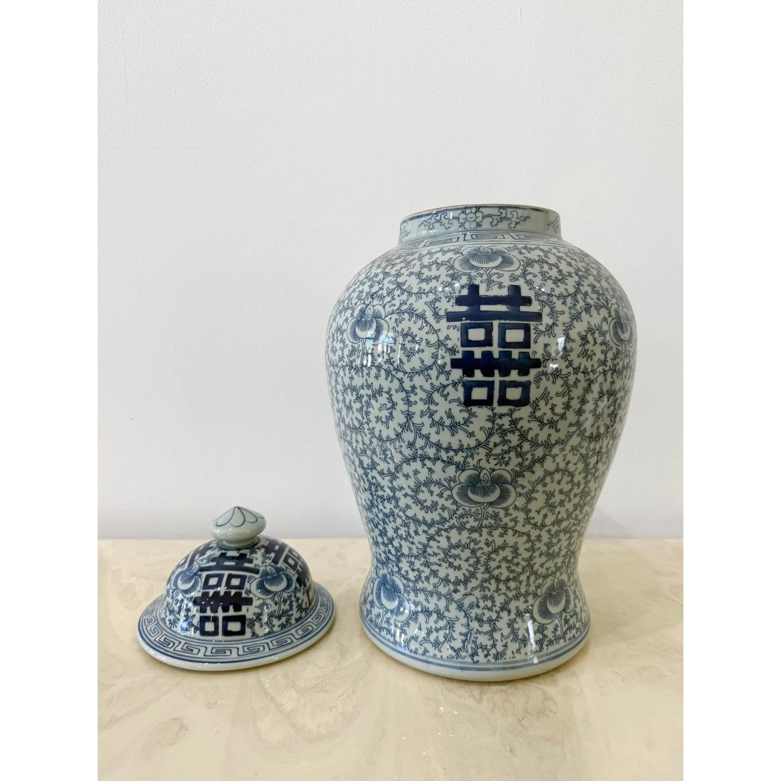 Vintage Blue and White Double Happiness Ginger Jar — additional photo 3