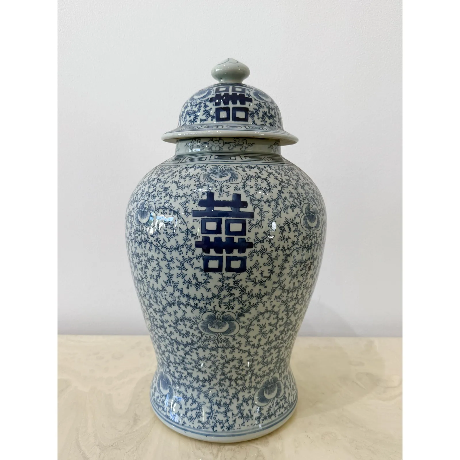 Vintage Blue and White Double Happiness Ginger Jar — additional photo 4