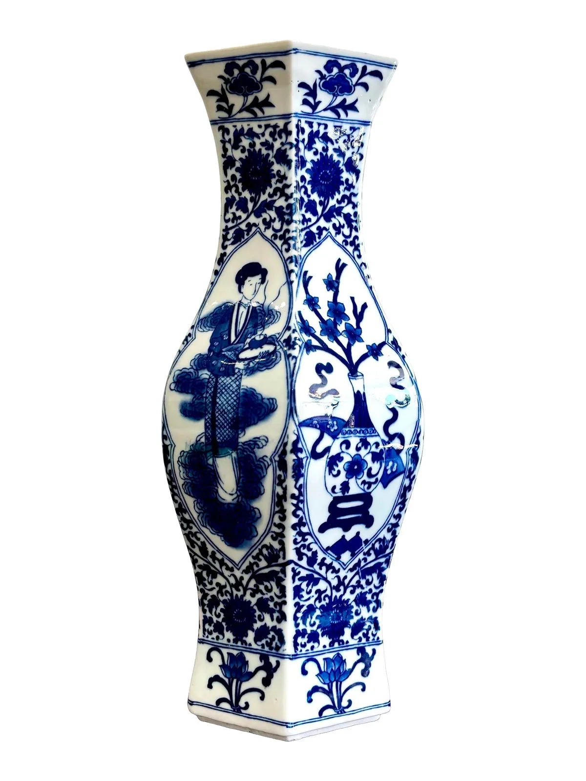 Vintage Blue and White Porcelian Vase - Detail view