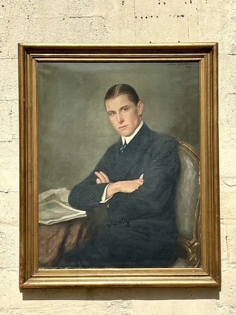 Vintage Boho 1920s Original Oil Portrait On Canvas — additional photo 1