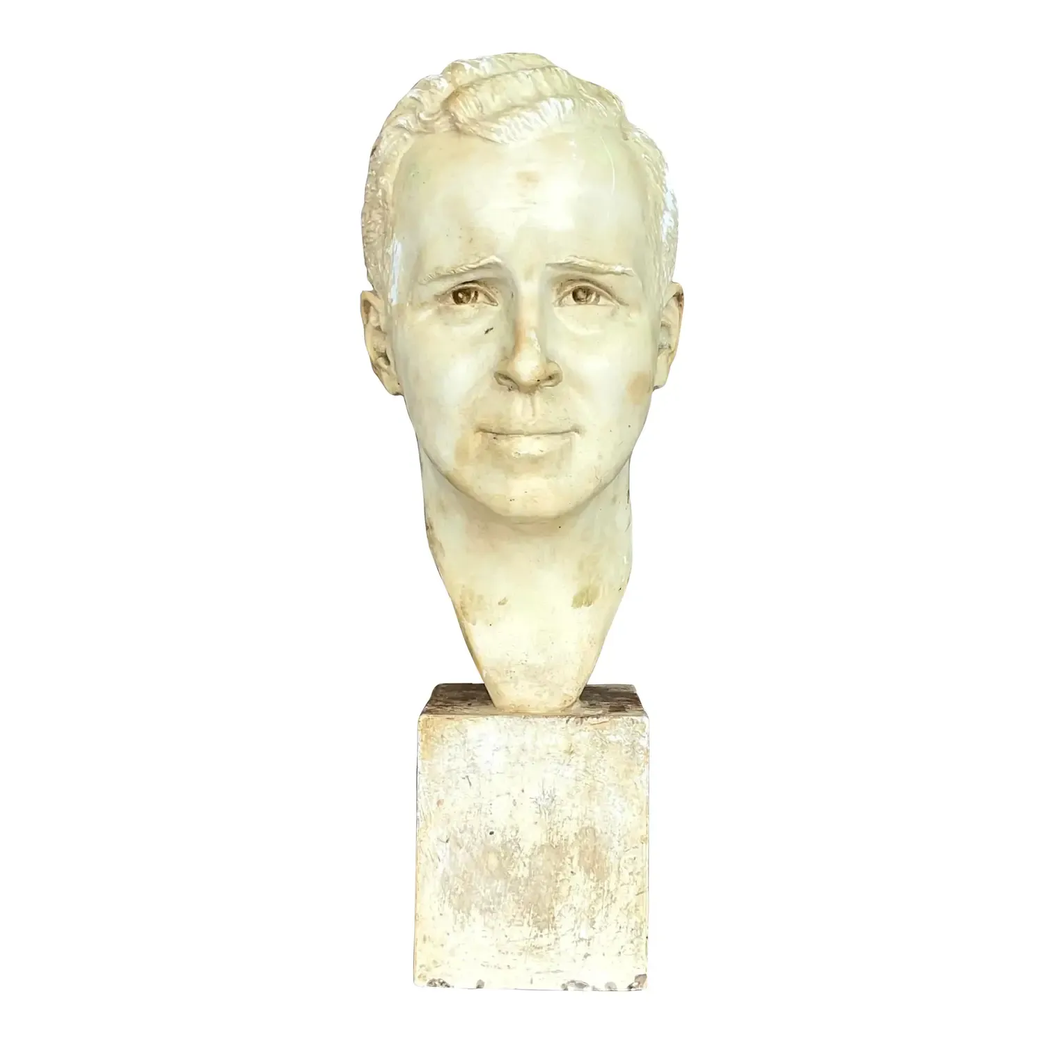 Vintage Boho 1949 Signed Plaster Bust of Man — additional photo 1