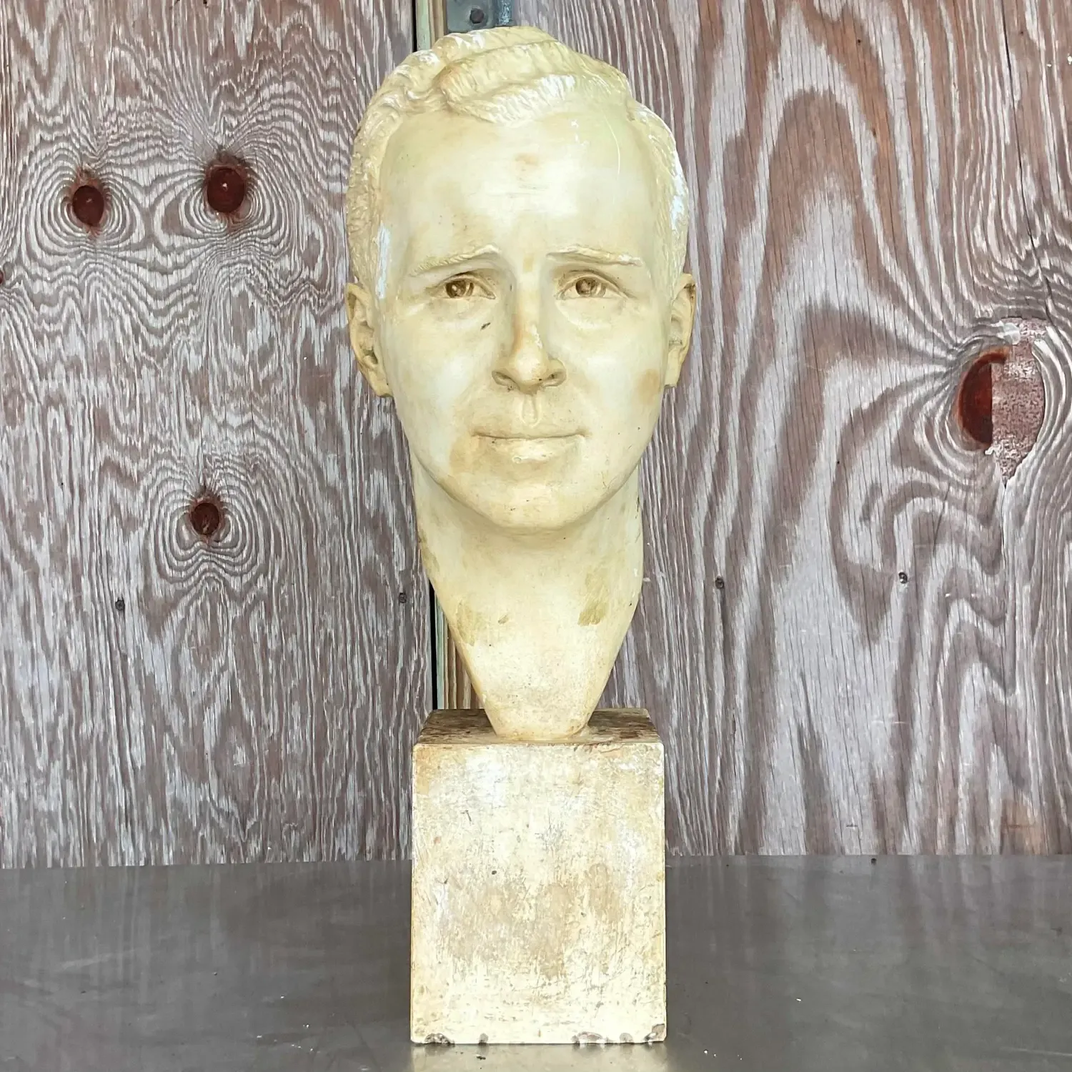 Vintage Boho 1949 Signed Plaster Bust of Man — additional photo 7