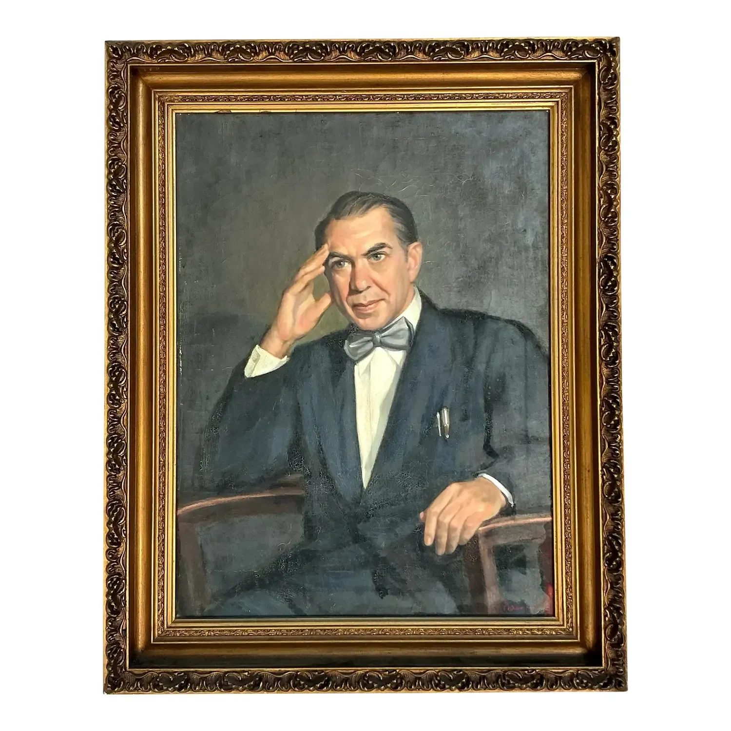 Vintage Boho 1950s Original Oil Portrait of Man — additional photo 4