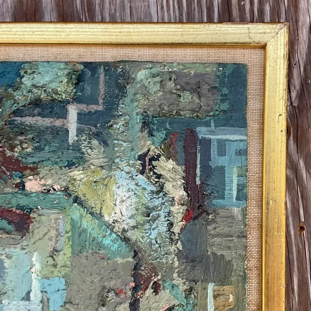 Vintage Boho 1950s Signed Original Abstract Oil on Board — additional photo 4