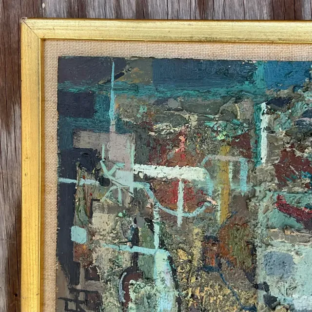 Vintage Boho 1950s Signed Original Abstract Oil on Board — additional photo 5
