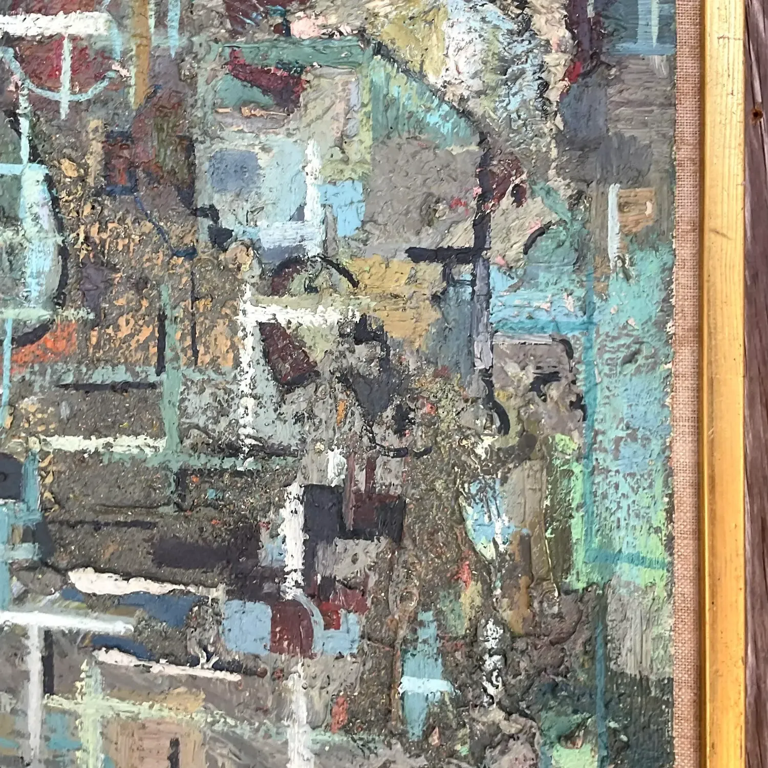 Vintage Boho 1950s Signed Original Abstract Oil on Board — additional photo 7