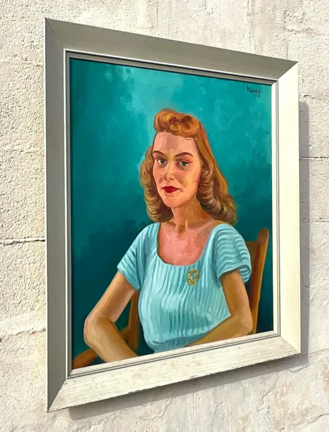 Vintage Boho 1952 Original Oil Portrait on Canvas — additional photo 6