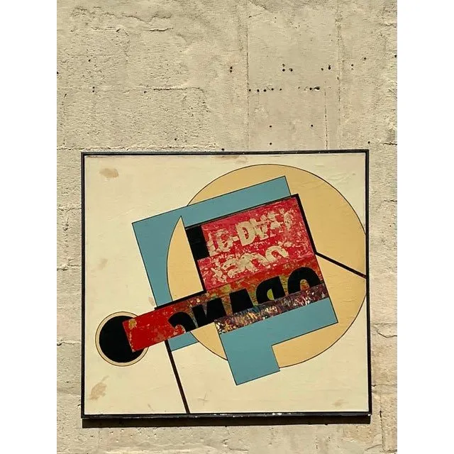 Vintage Boho 1960s Mixed Media Oil Painting on Canvas — additional photo 5