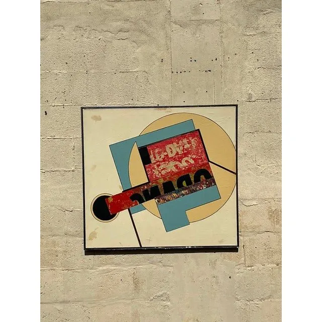 Vintage Boho 1960s Mixed Media Oil Painting on Canvas — additional photo 6