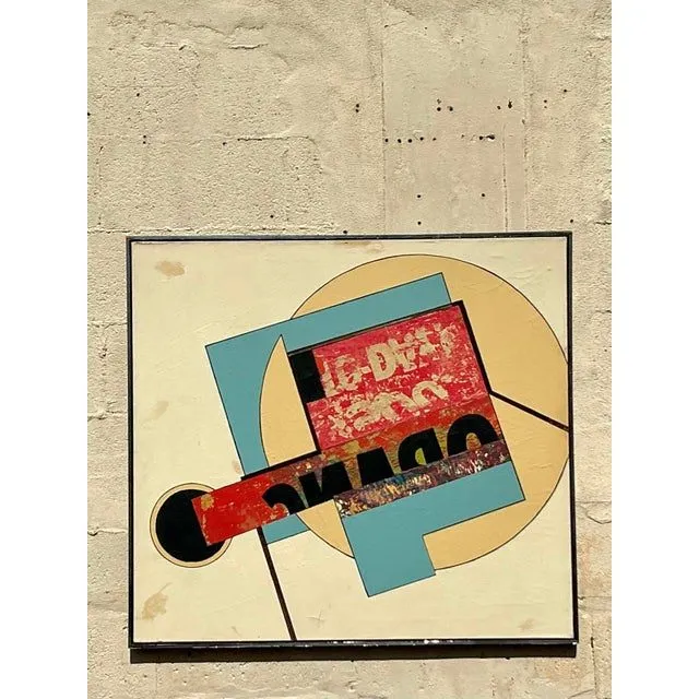 Vintage Boho 1960s Mixed Media Oil Painting on Canvas — additional photo 7