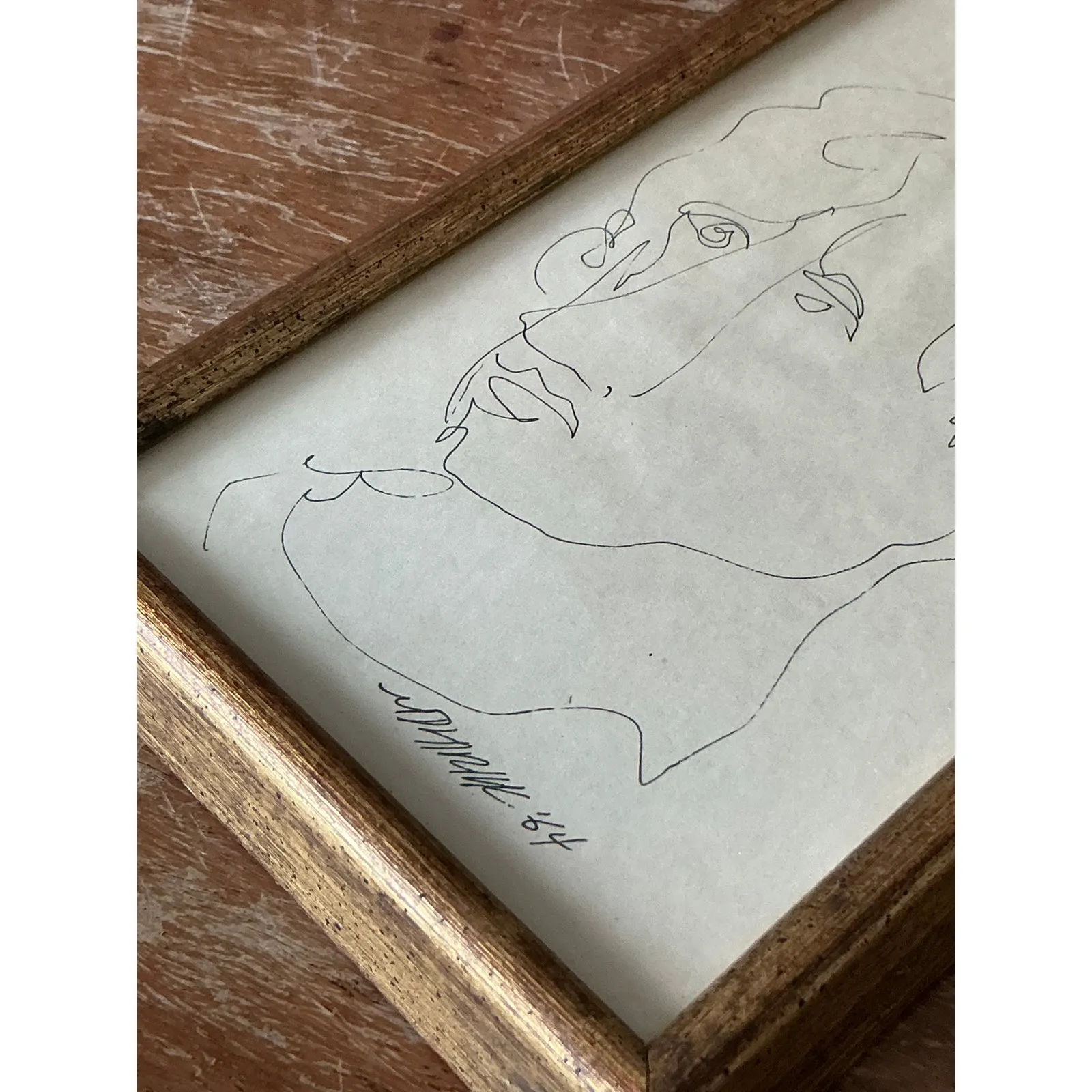 Vintage Boho 1960s Original Sketch of Man — additional photo 1