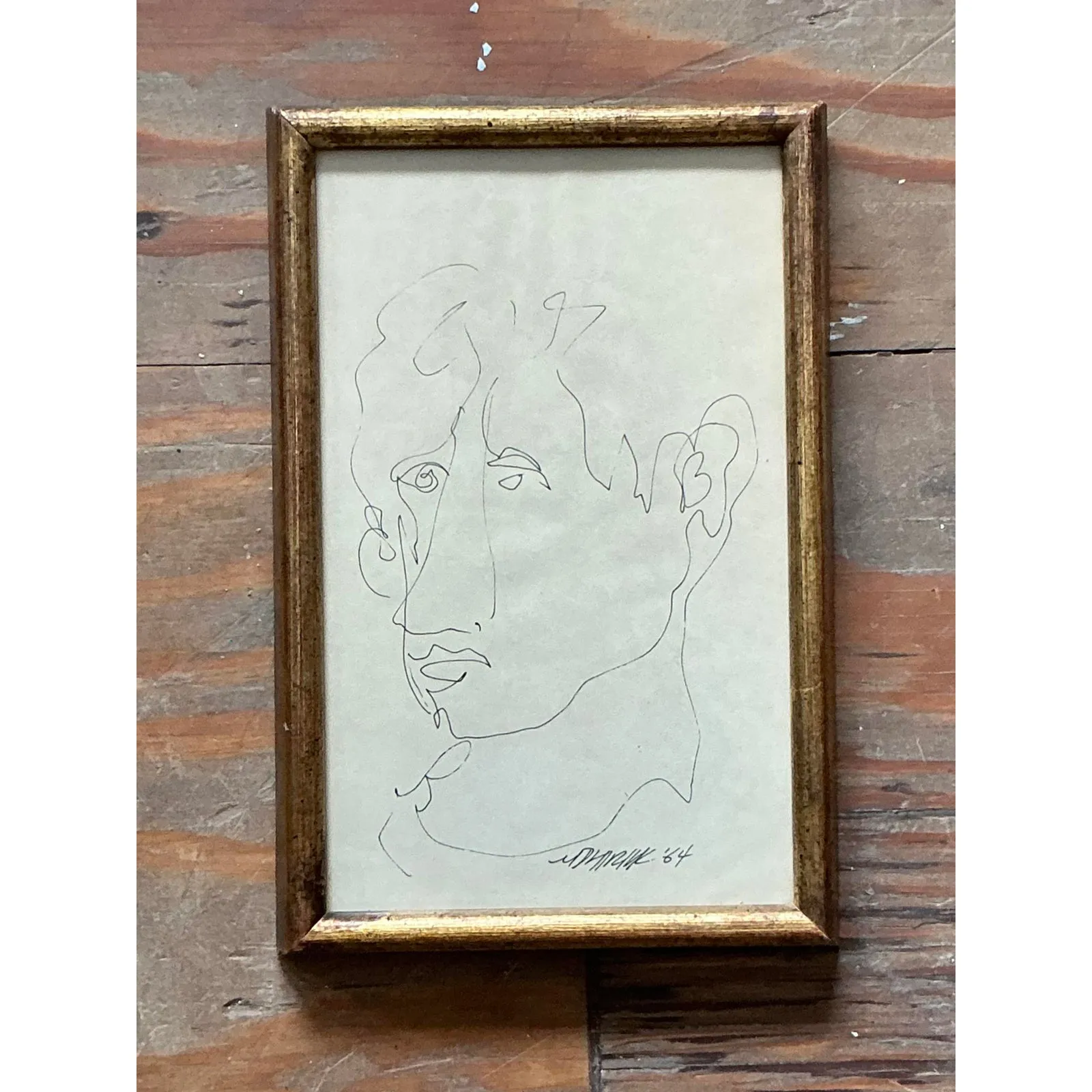 Vintage Boho 1960s Original Sketch of Man — additional photo 4