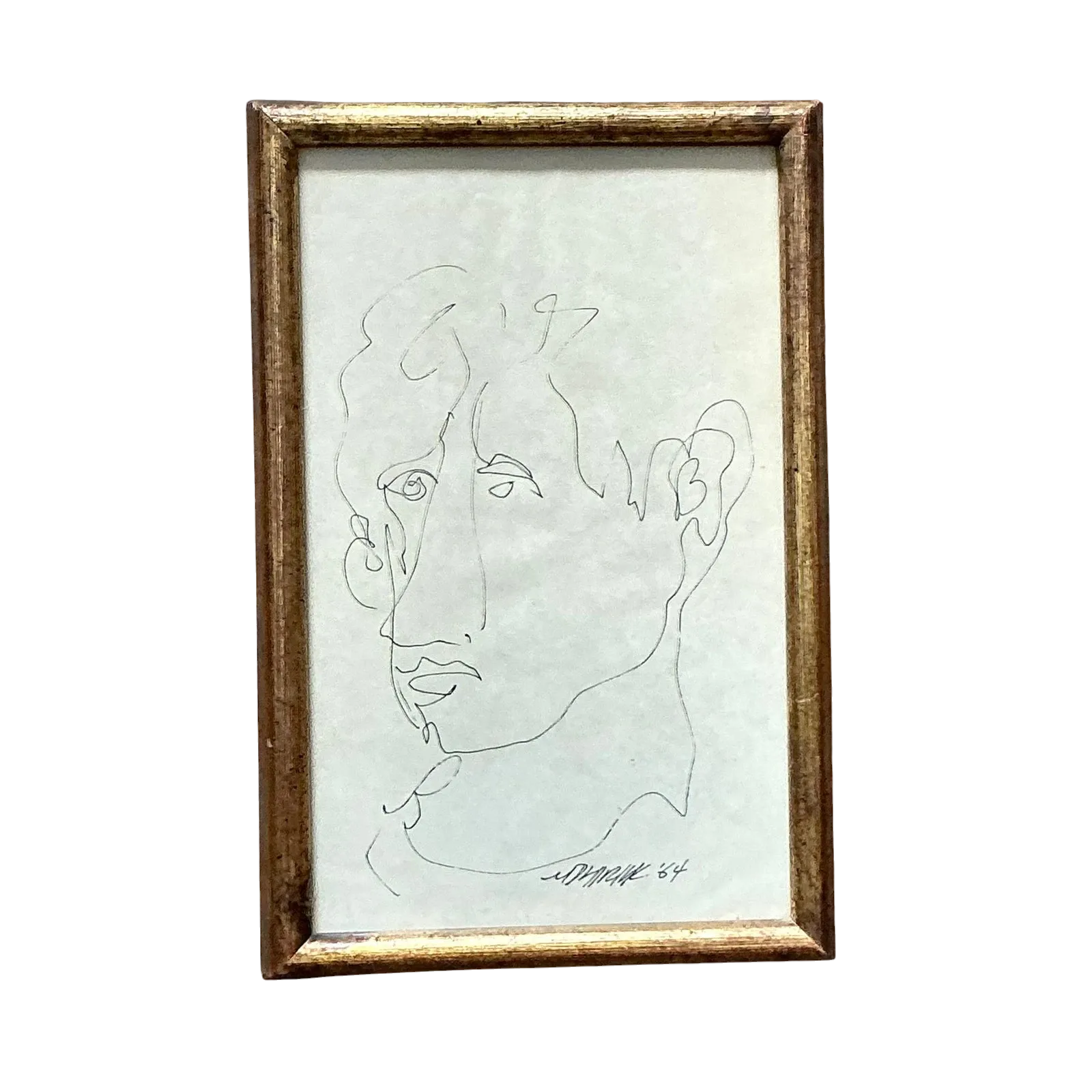 Vintage Boho 1960s Original Sketch of Man — additional photo 5