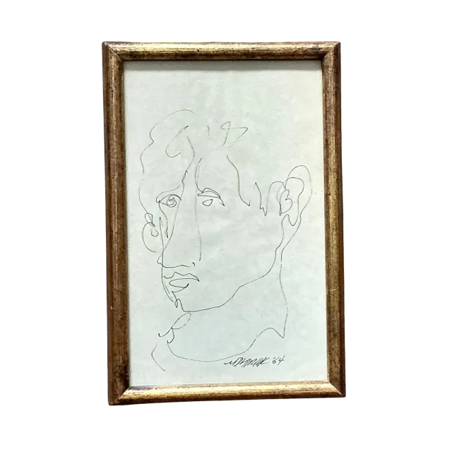Vintage Boho 1960s Original Sketch of Man — additional photo 5