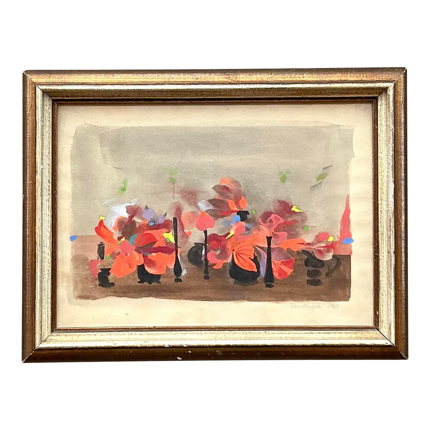 Vintage Boho 1963 Still Life Oil on Paper — additional photo 2