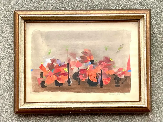 Vintage Boho 1963 Still Life Oil on Paper — additional photo 3
