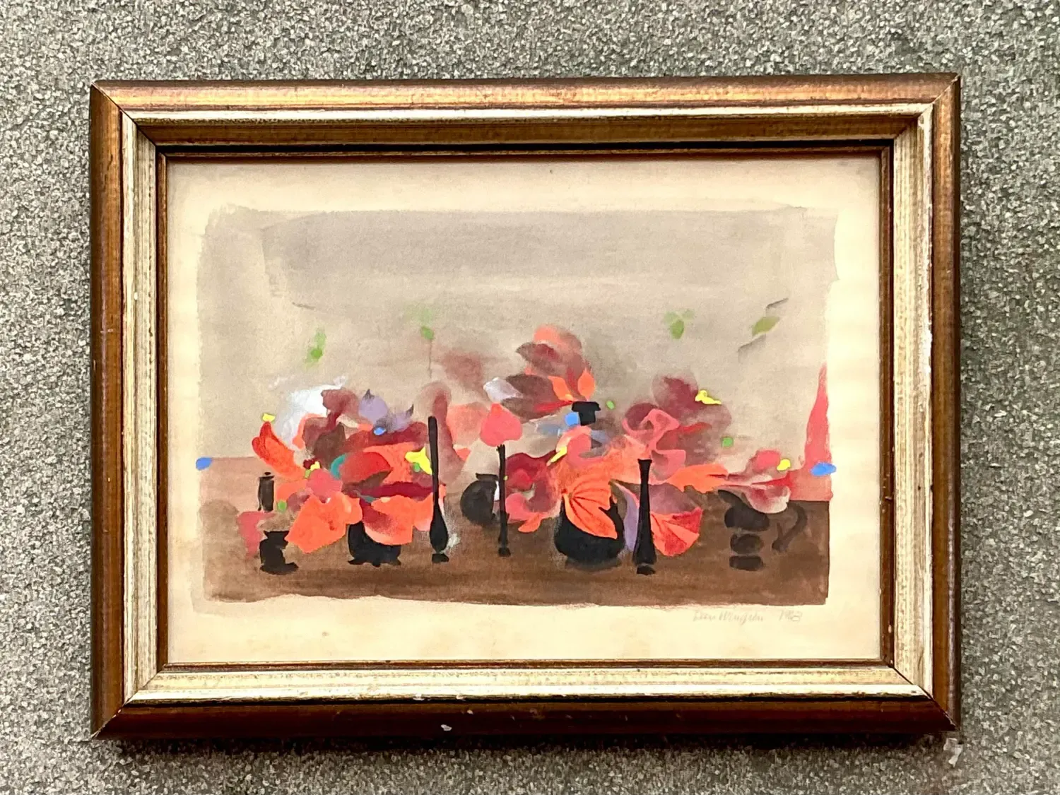 Vintage Boho 1963 Still Life Oil on Paper — additional photo 4