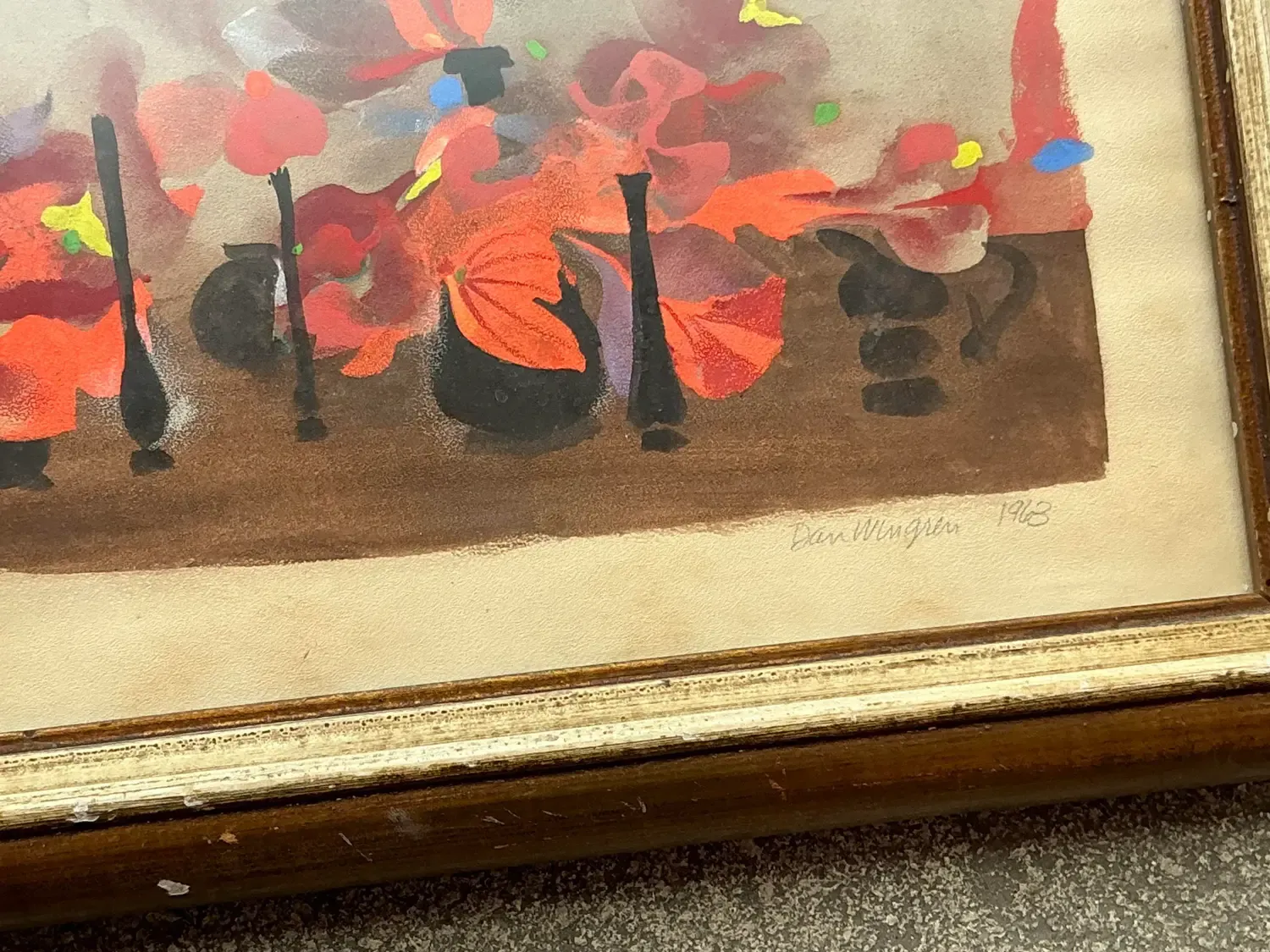 Vintage Boho 1963 Still Life Oil on Paper — additional photo 5