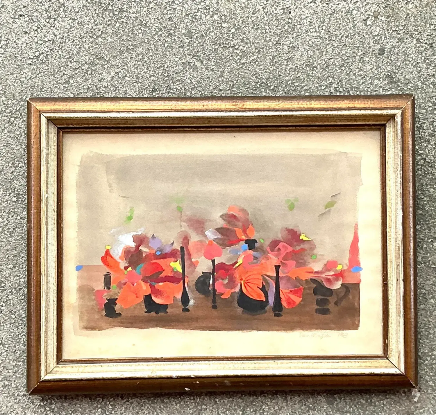 Vintage Boho 1963 Still Life Oil on Paper — additional photo 6