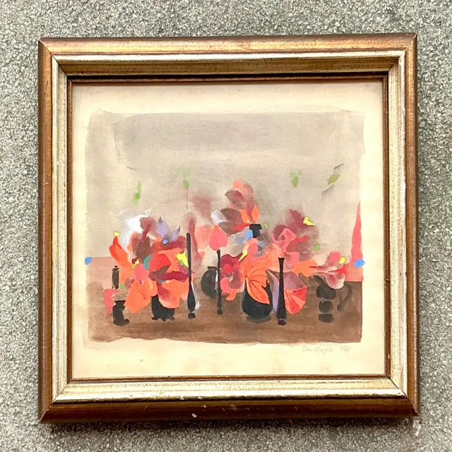 Vintage Boho 1963 Still Life Oil on Paper — additional photo 7
