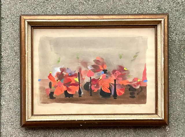 Vintage Boho 1963 Still Life Oil on Paper — additional photo 8