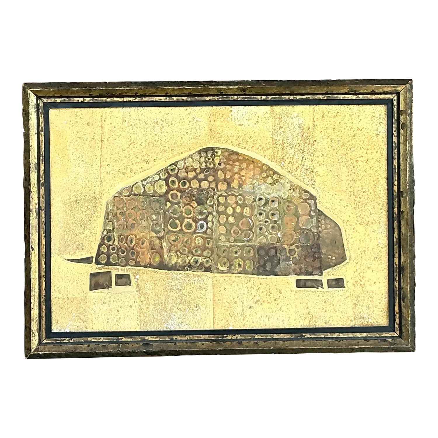 Vintage Boho 1964 Original Mixed Media Armadillo